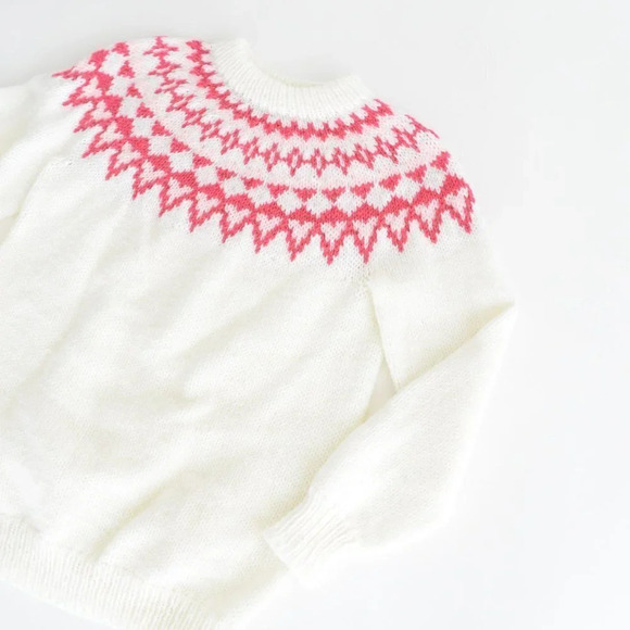 Vintage Handmade Cream Knit Cowichan Fair Isle Icelandic Fisherman Sweater S - Picture 5 of 12